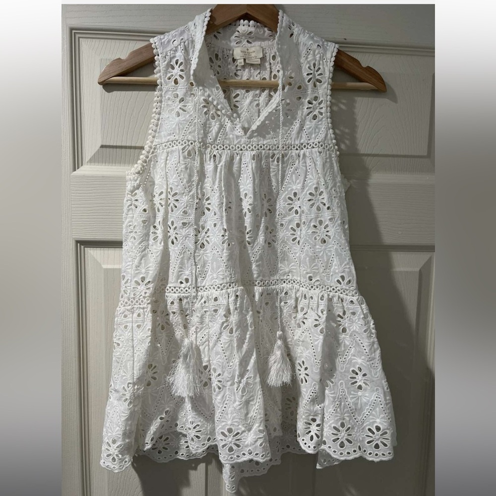 Kate Spade White Eyelet Sleeveless Top - Picture 3 of 6